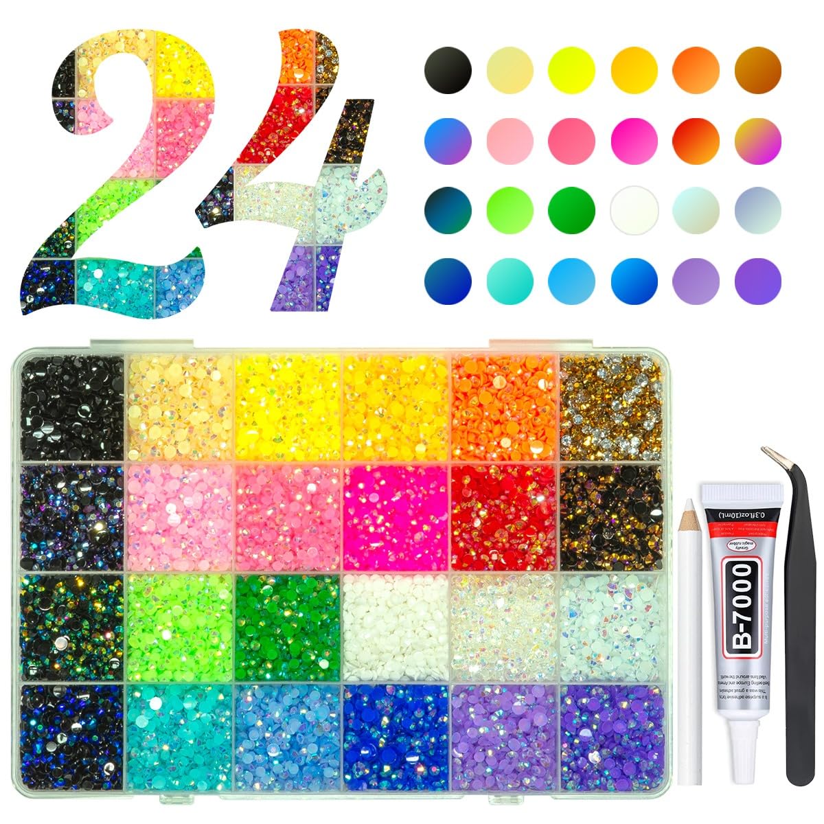 Qiipii strass résine arc-en-ciel 3mm et 4mm, idéal pour le nail art.
