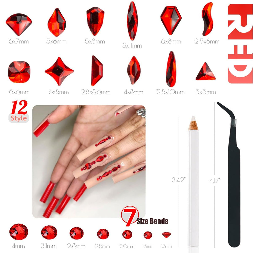 Qiipii strass rouge Siam, 12 formes pour styles variés.
