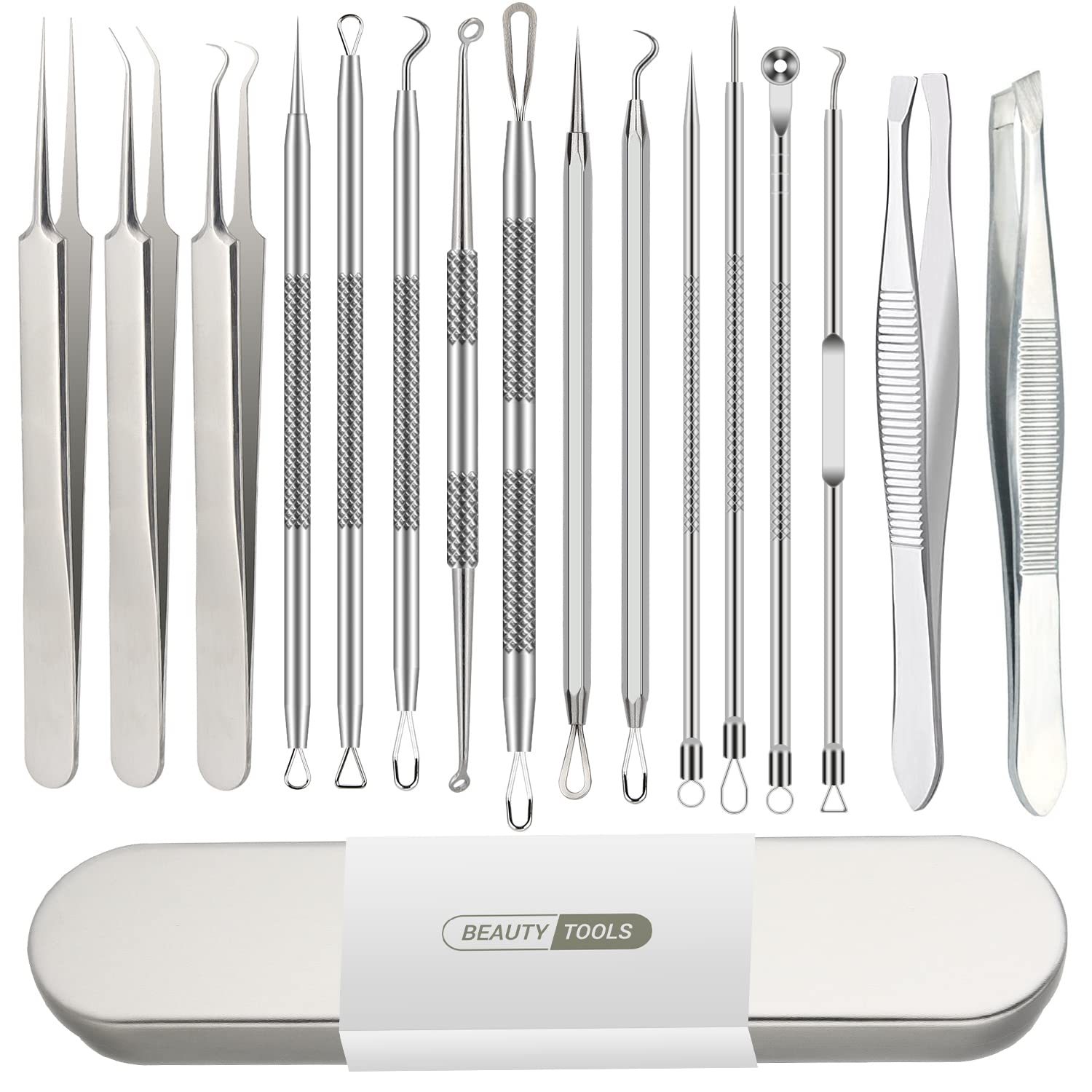 Qimouwp kit 16 pièces – ensemble-outils-extraction-acné pour précision visage.