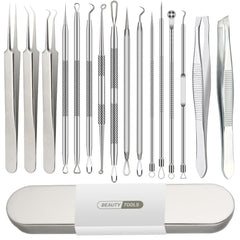 Qimouwp kit 16 pièces – ensemble-outils-extraction-acné pour précision visage.