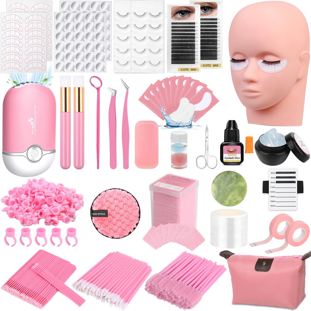 Qinzave kit-cils-extensions-mannequin-tete, pratique pour apprentissage des cils