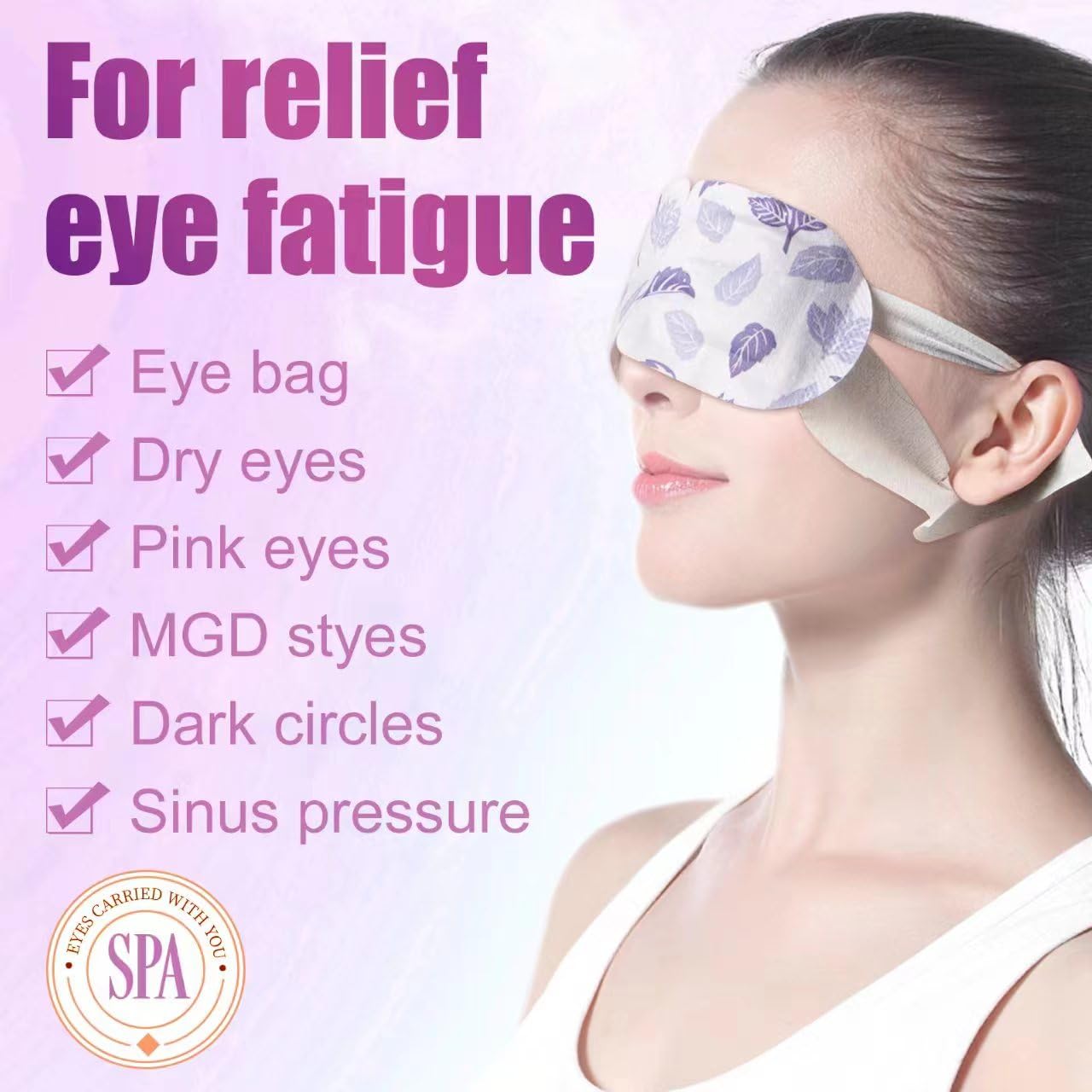 Masque yeux QINFENG à vapeur, couche douce et confort optimal.