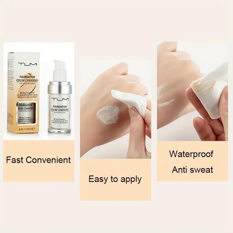 Base 4-en-1 QINGFANGLI TLM pour hydratation et couvrance naturelle.