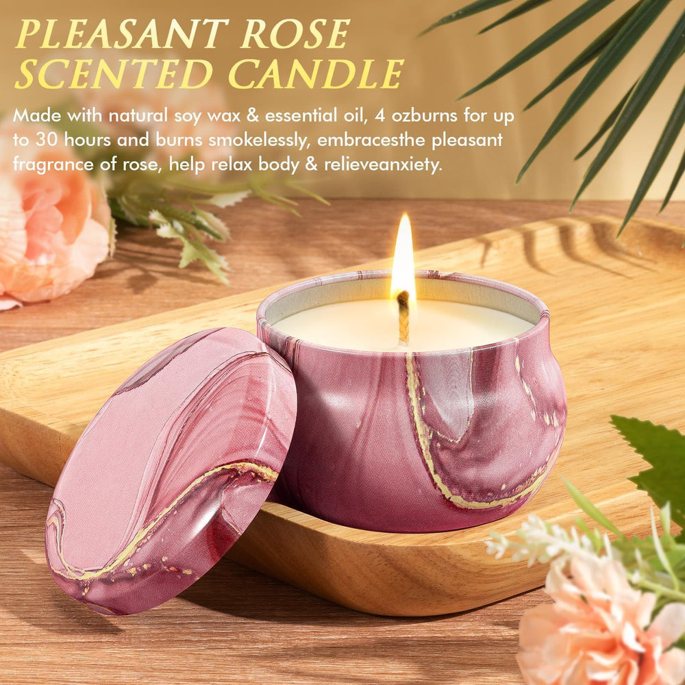 Bougie rose Qinline 4oz pour une ambiance spa à domicile