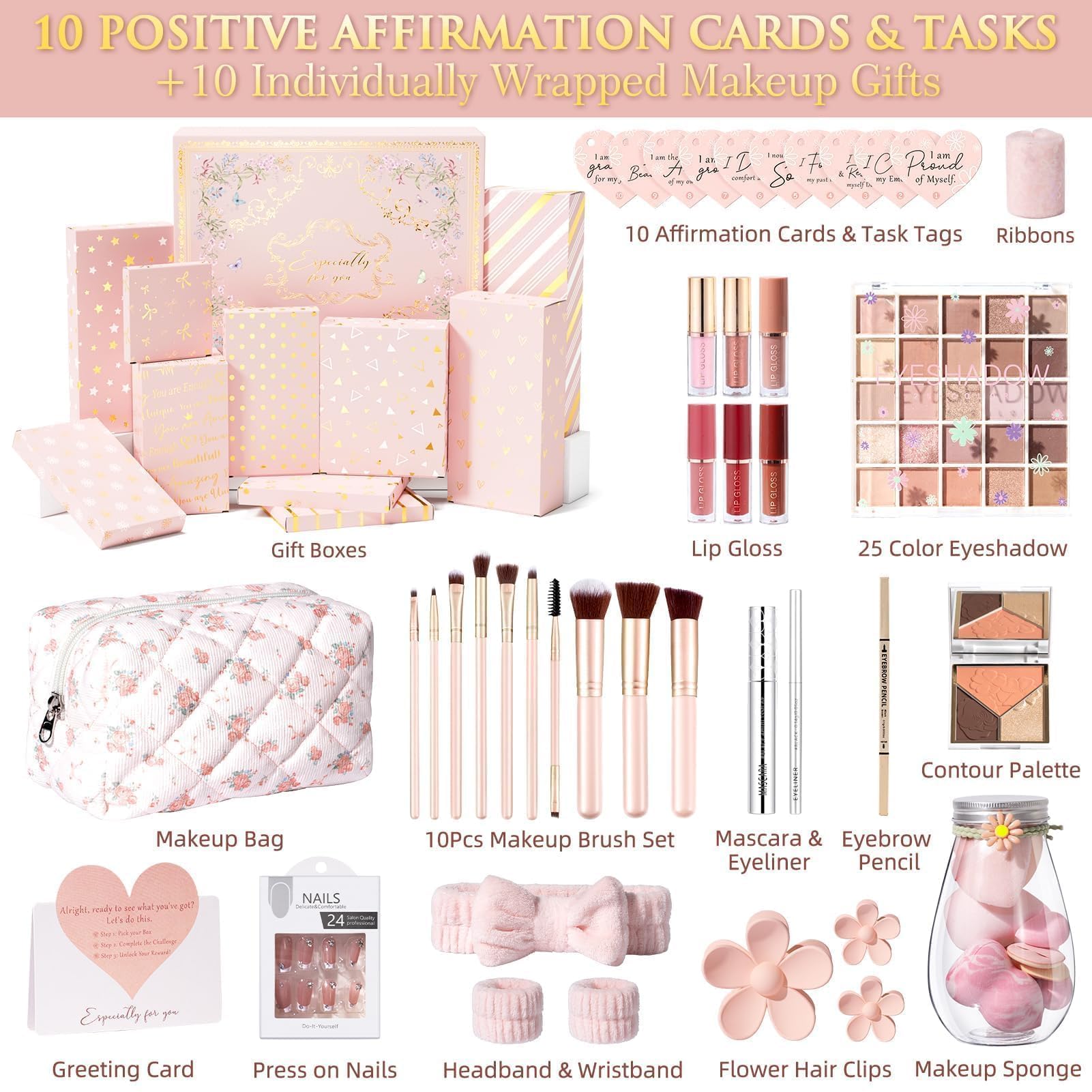 Trousse maquillage florale Qinline, rangement élégant et pratique.