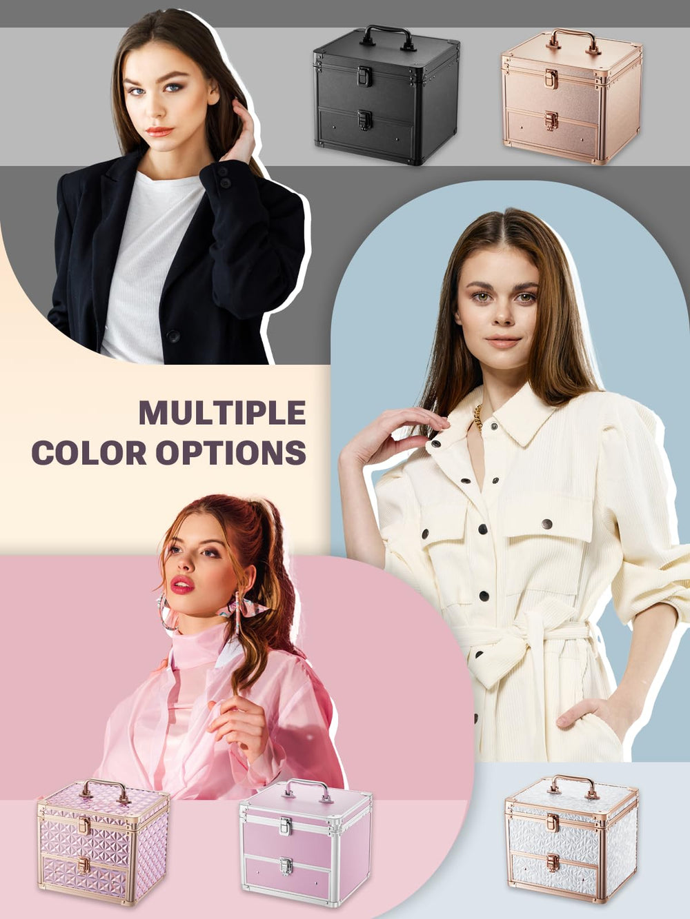 Boîte maquillage Qislee avec six couleurs disponibles pour personnalisation