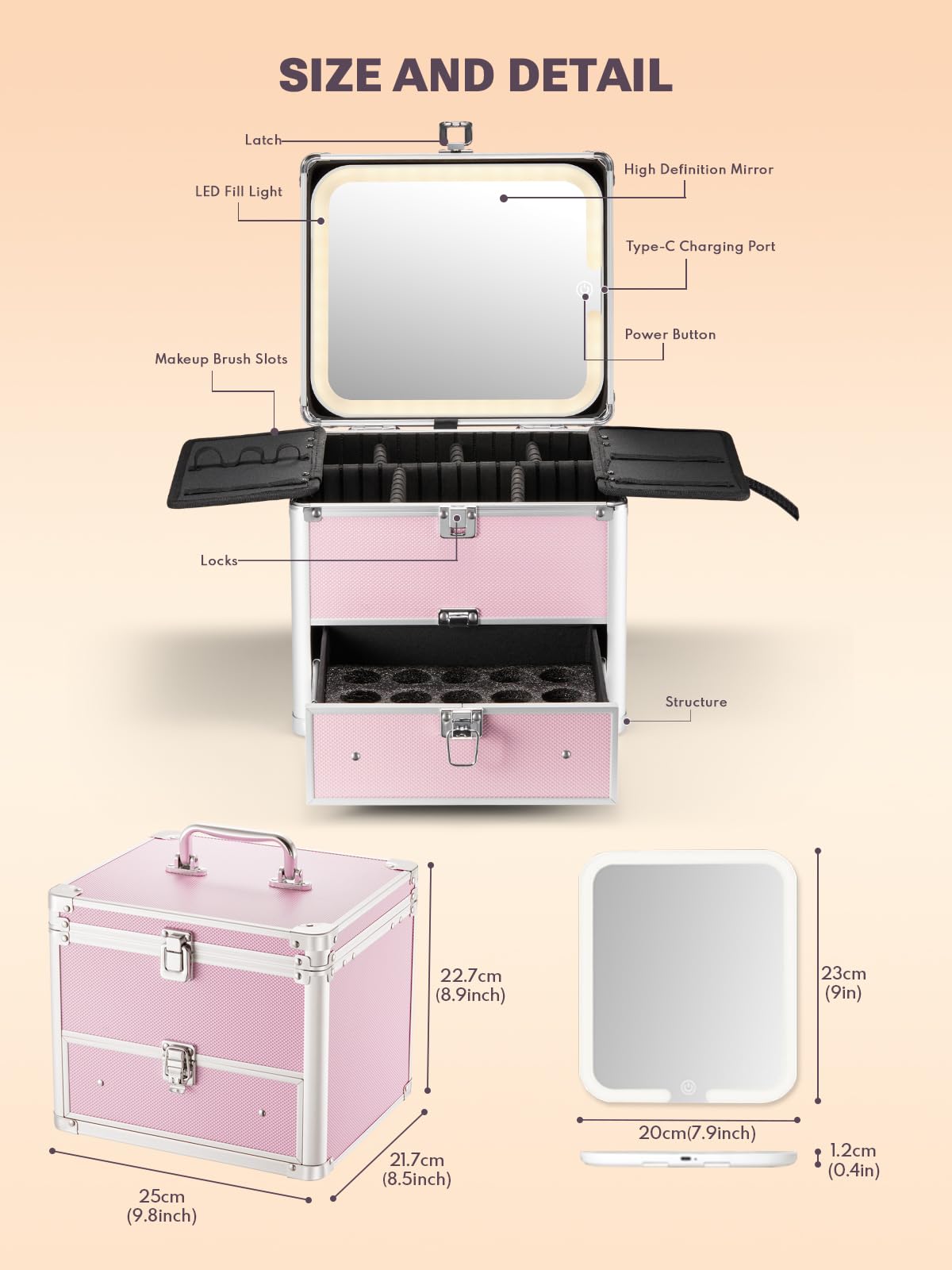Organisateur maquillage Qislee avec diviseurs détachables et rangement personnalisé