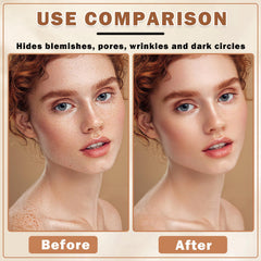 QIUFSSE airbrush foundation close-up on skin shows natural radiant finish.