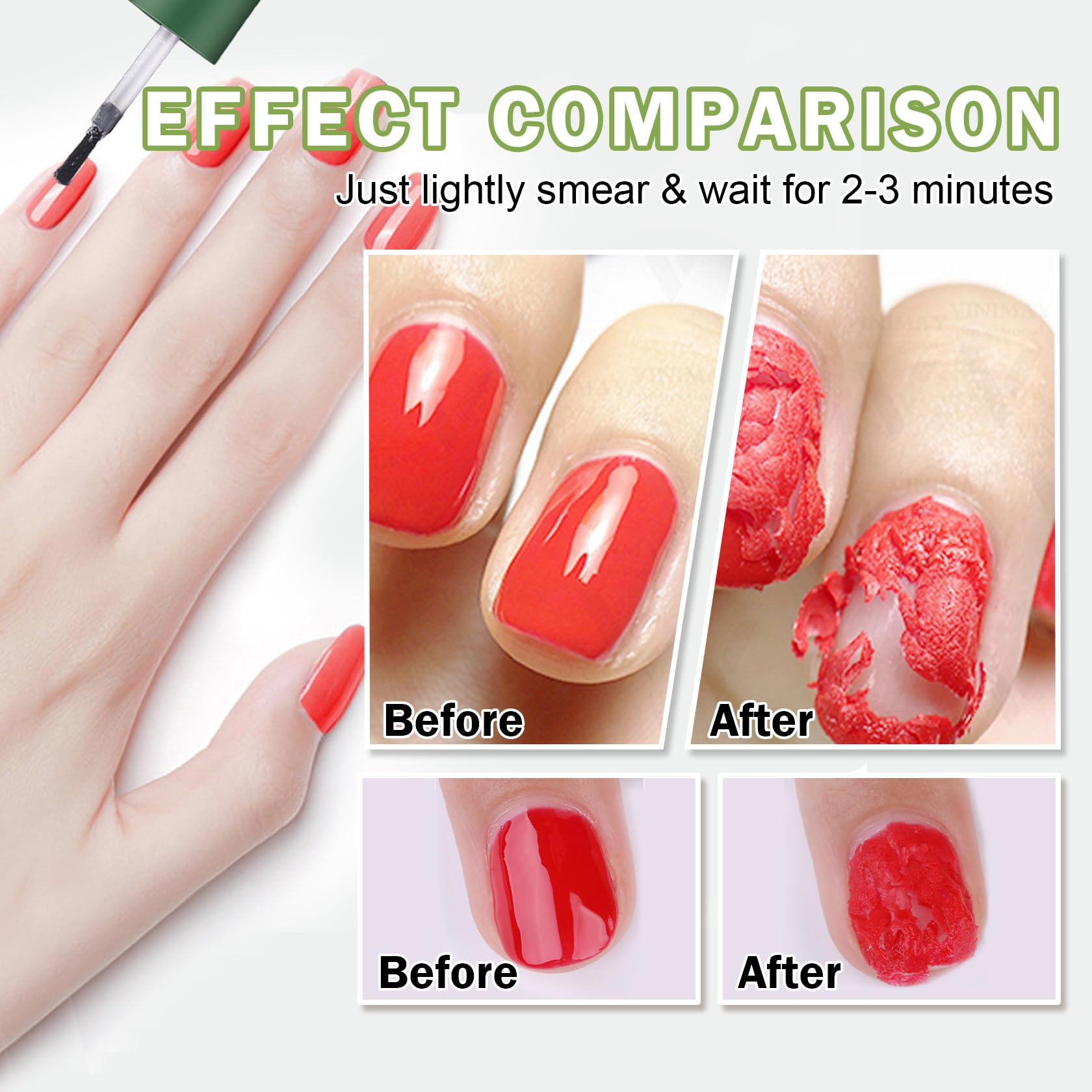Nail polish softening and crack process with QIUFSSE remover