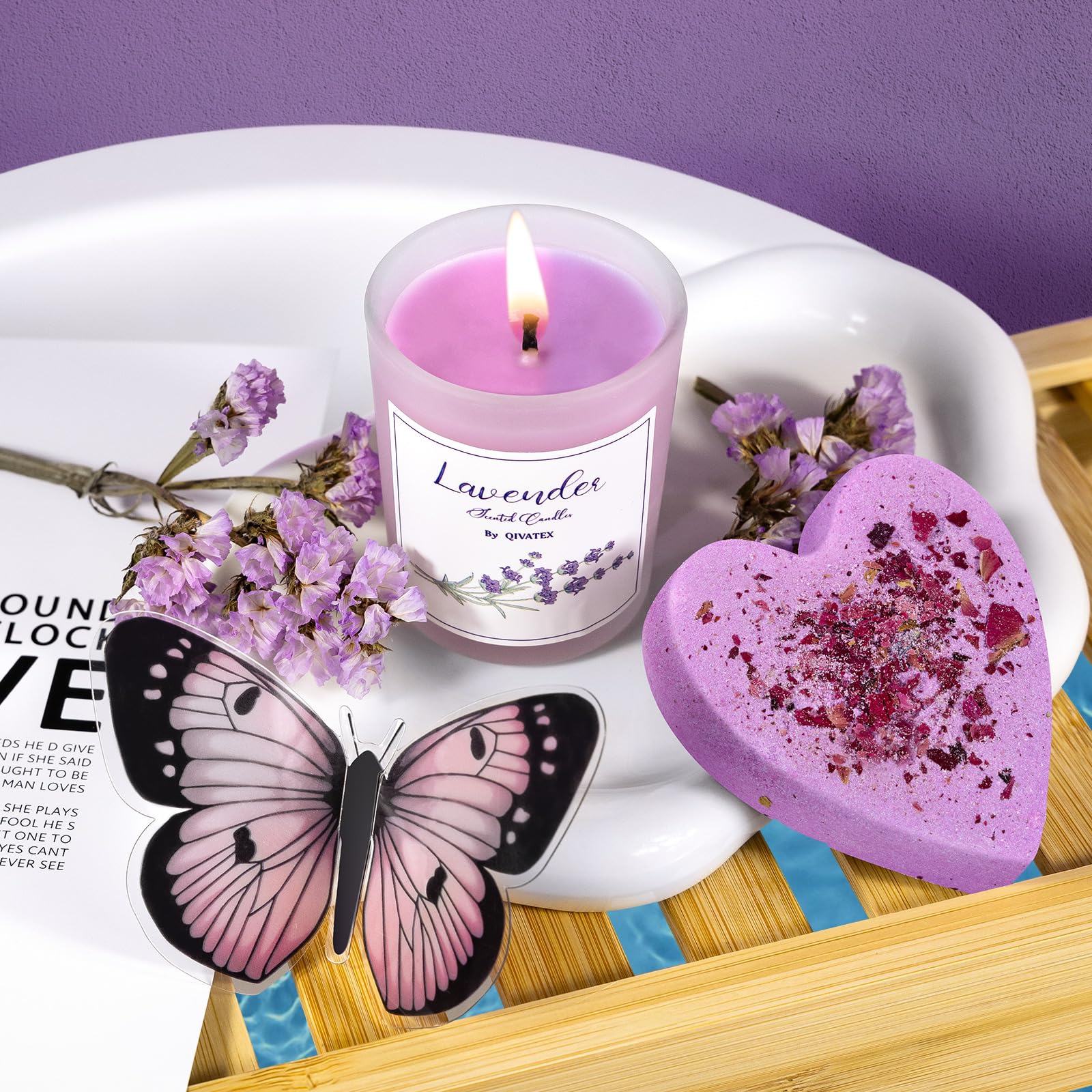 Qivatex sel-bain lavande, exfoliation légère et parfum enveloppant.