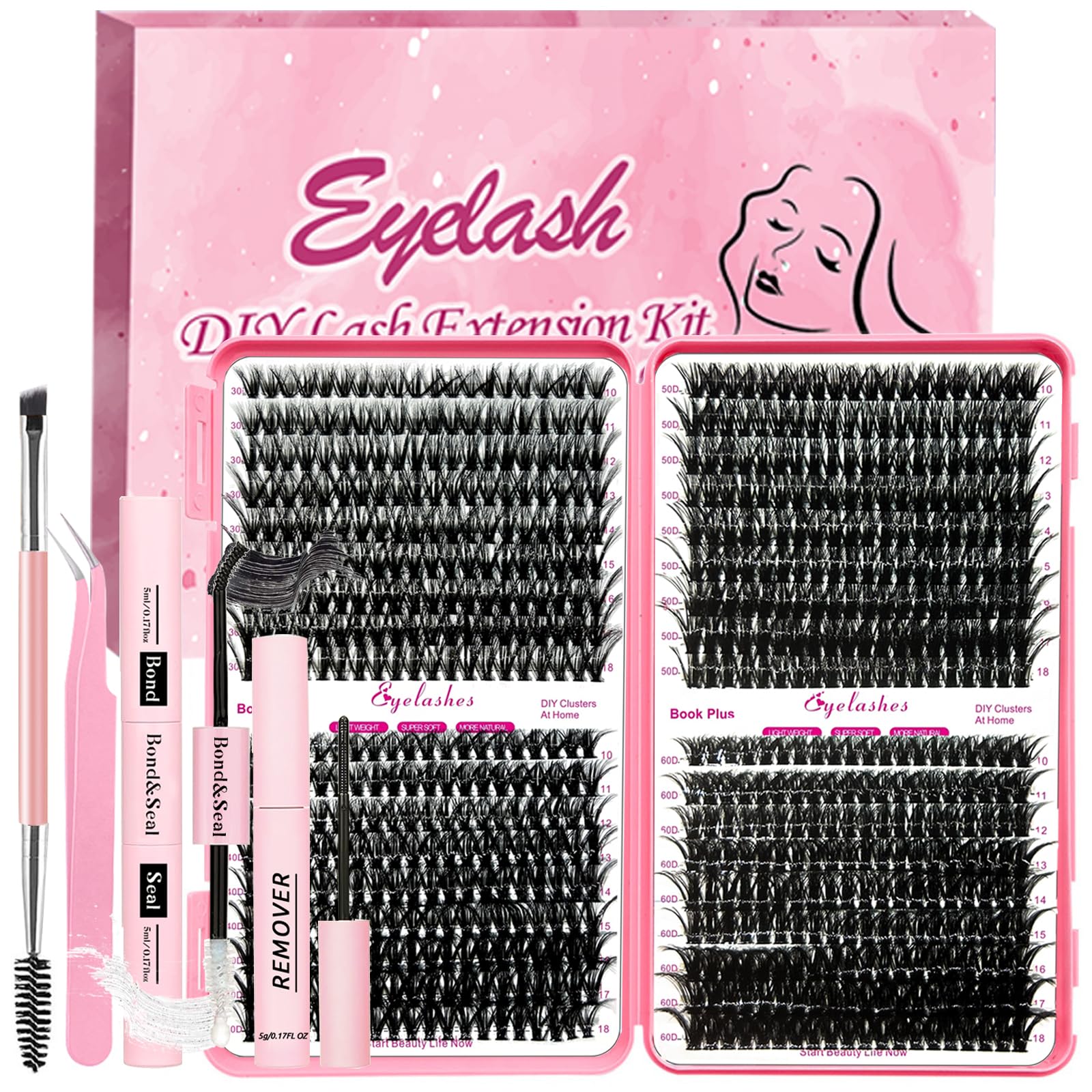 Qiveaory kit diy extensions cils 720pc: ensemble complet pour créer des cils volumineux chez soi