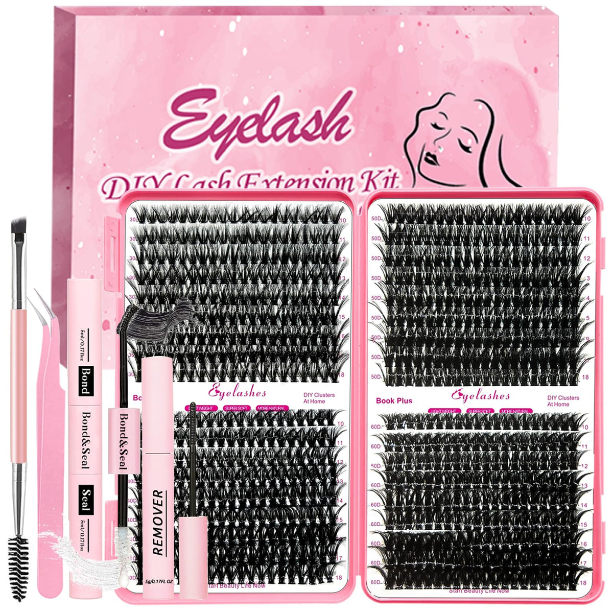 Qiveaory kit diy extensions cils 720pc: ensemble complet pour créer des cils volumineux chez soi