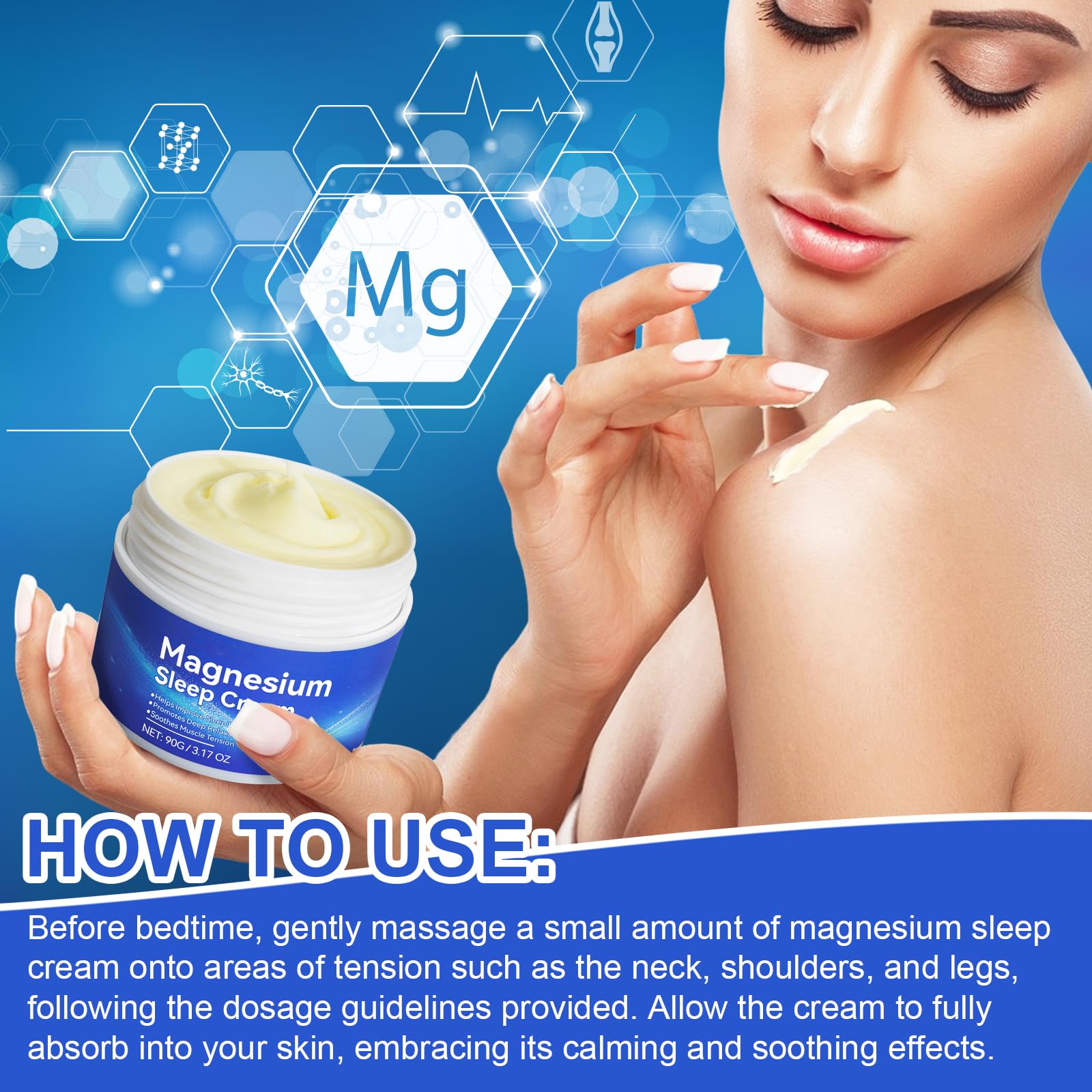QJCWXIAOX crème magnésium haute concentration Zechstein, rituel de détente ciblée.