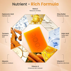 Effet calmant du curcuma dans le savon QOOQ pour une peau équilibrée.