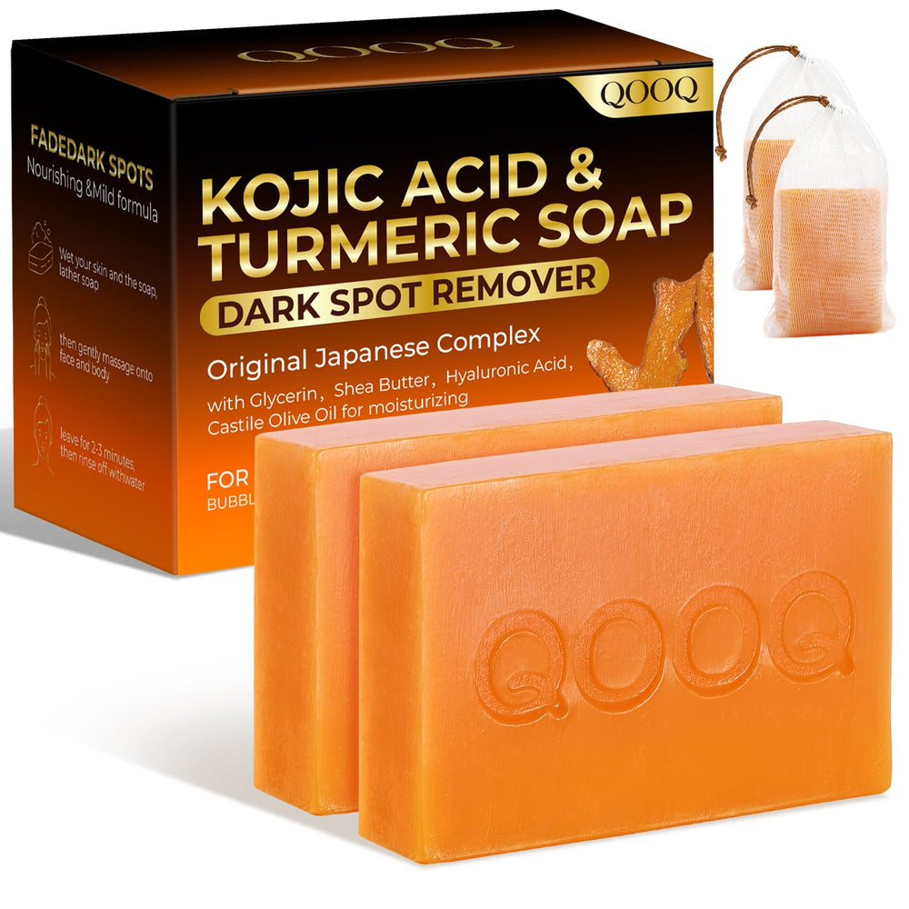 Savon QOOQ Turmeric Acide Kojique, barre nettoyante pour éclairer le teint.