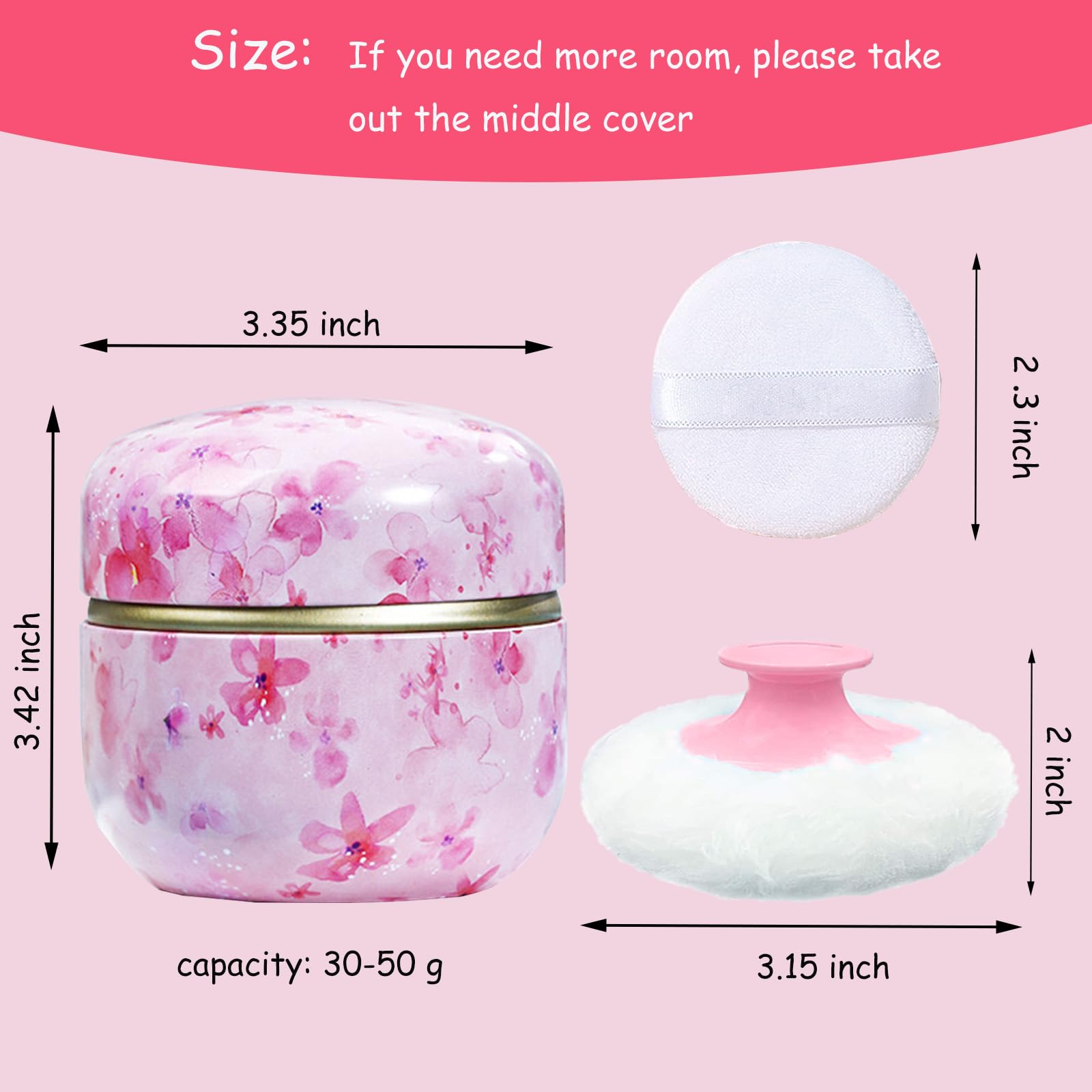 Pouf Qopoto Sakura avec poignée pratique pour poudrage précis.