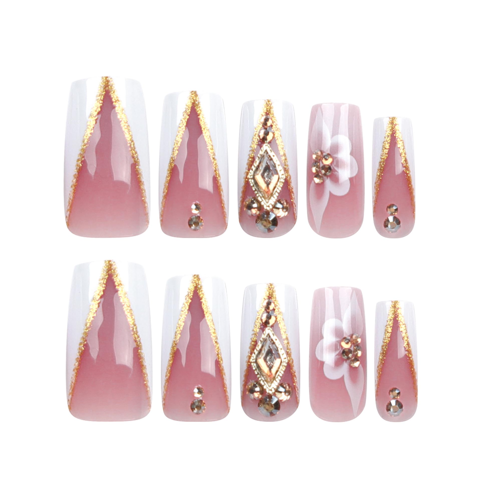 QQPPOLIU ongles strass: éclat rayonnant, parfait pour soirée glamour.