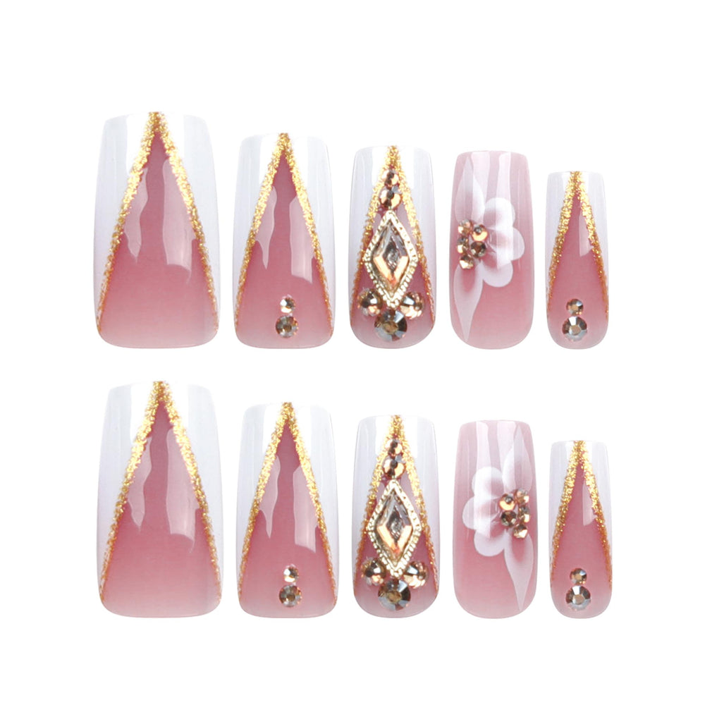 QQPPOLIU ongles strass: éclat rayonnant, parfait pour soirée glamour.