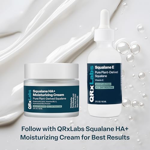 Huile pour corps QRxLabs Squalane, hydratation légère et veloutée.