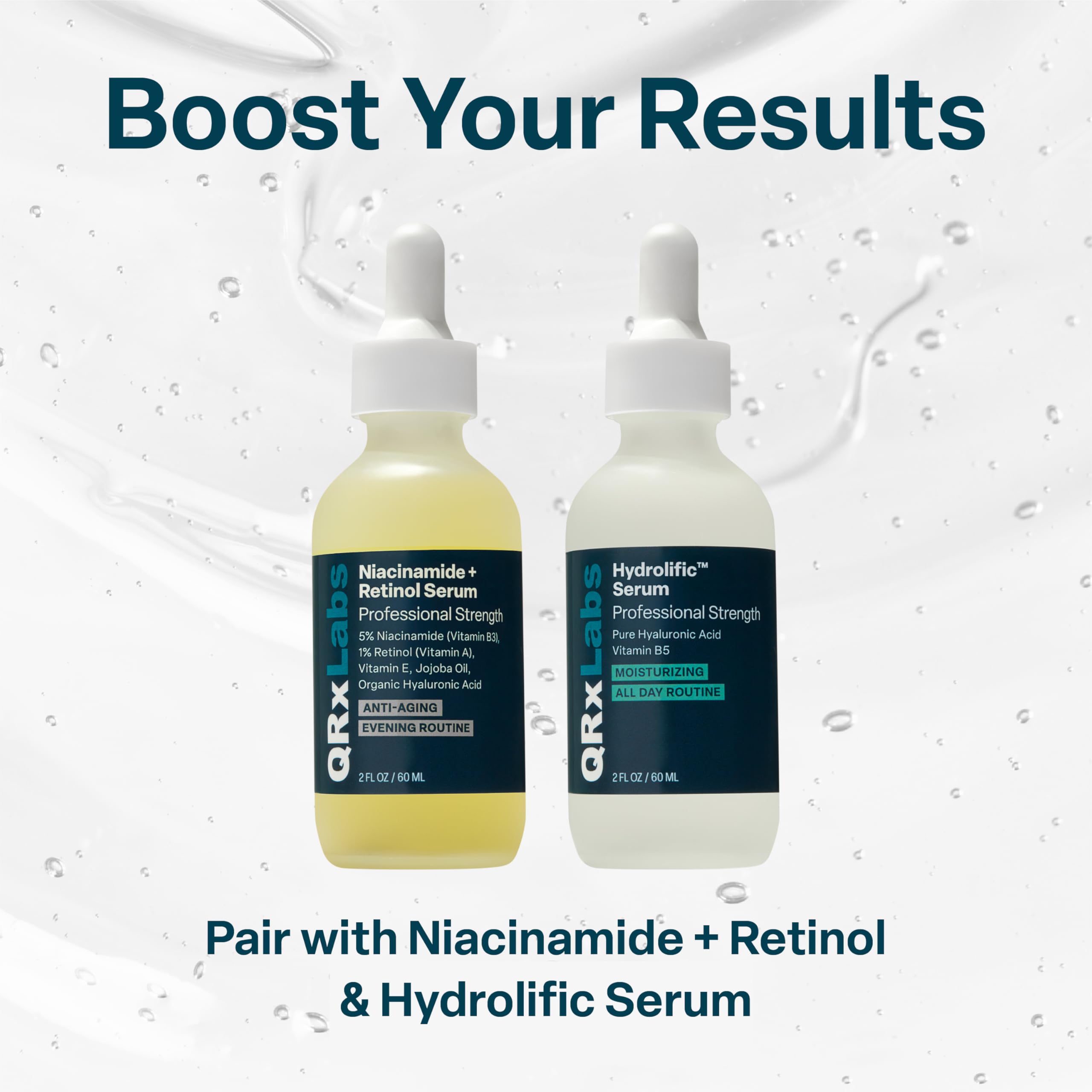 Routine de soin simplifiée avec le sérum QRxLabs.