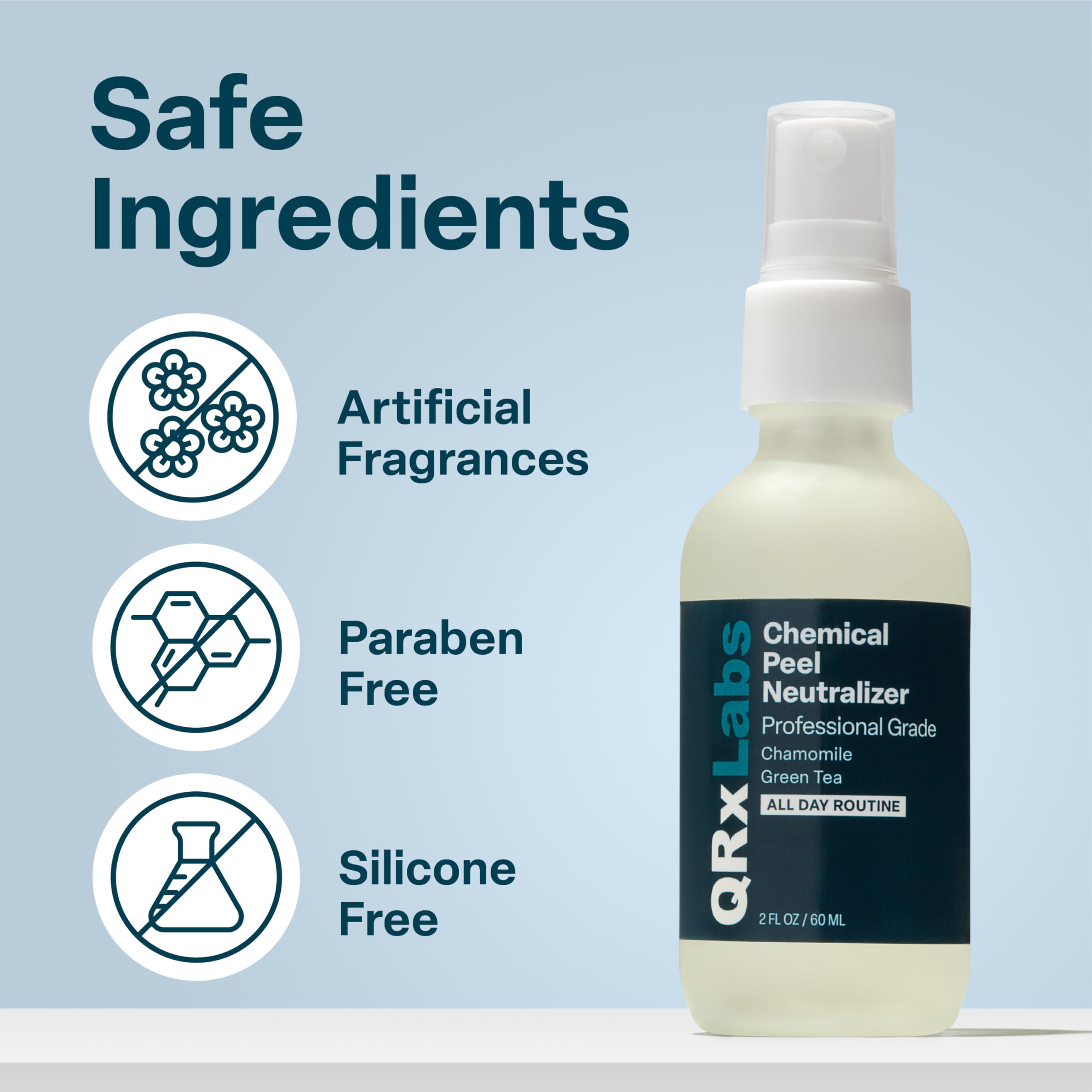 QRxLabs tonique hydratant visage, effet rafraîchissant