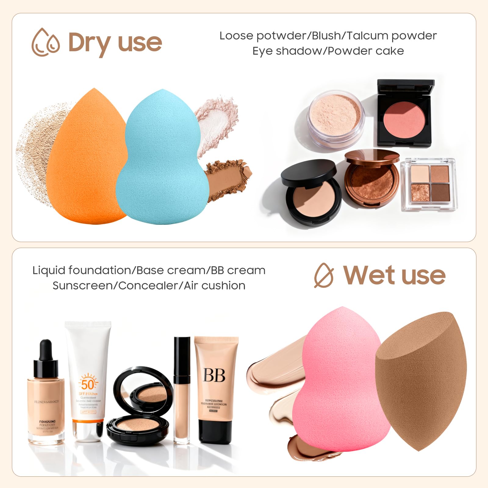 QSdywlyd éponge maquillage forme poire pour grandes surfaces