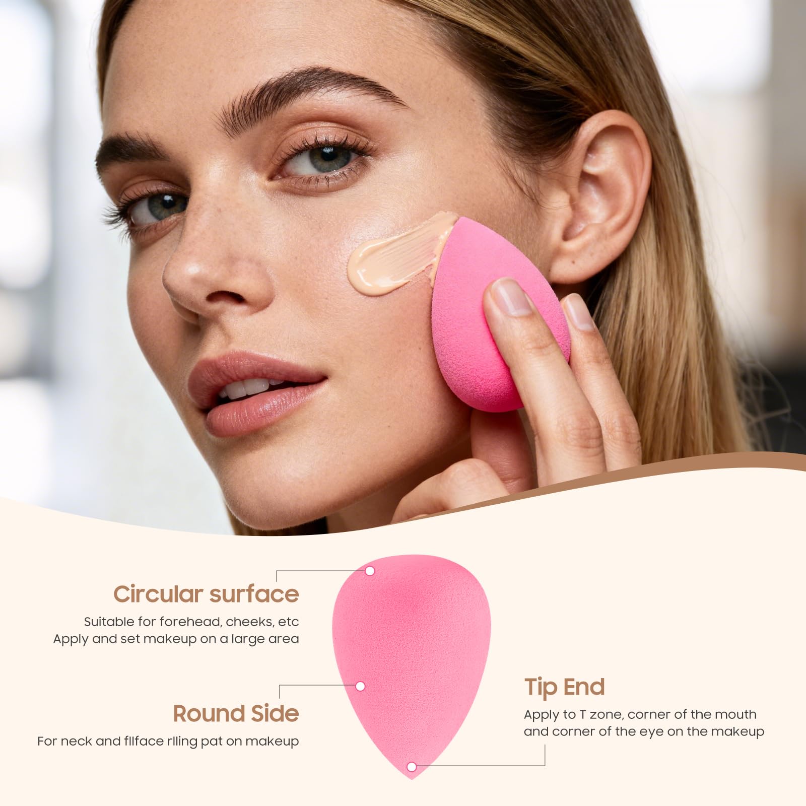 QSdywlyd éponge maquillage utilisation humide ou sèche pour fond de teint et poudre