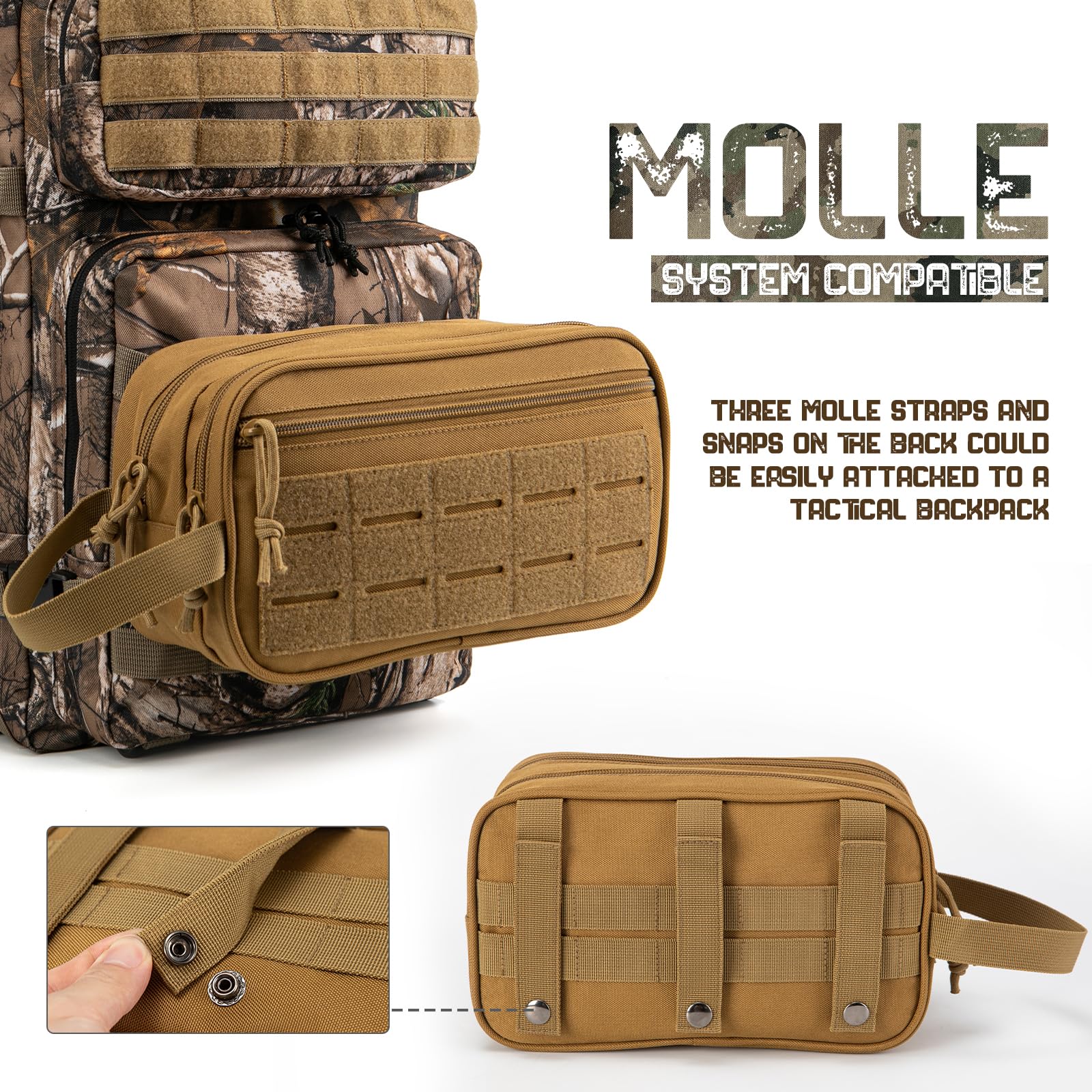 QT&QY trousse toilette tactique frontale MOLLE idéale pour accessoires.