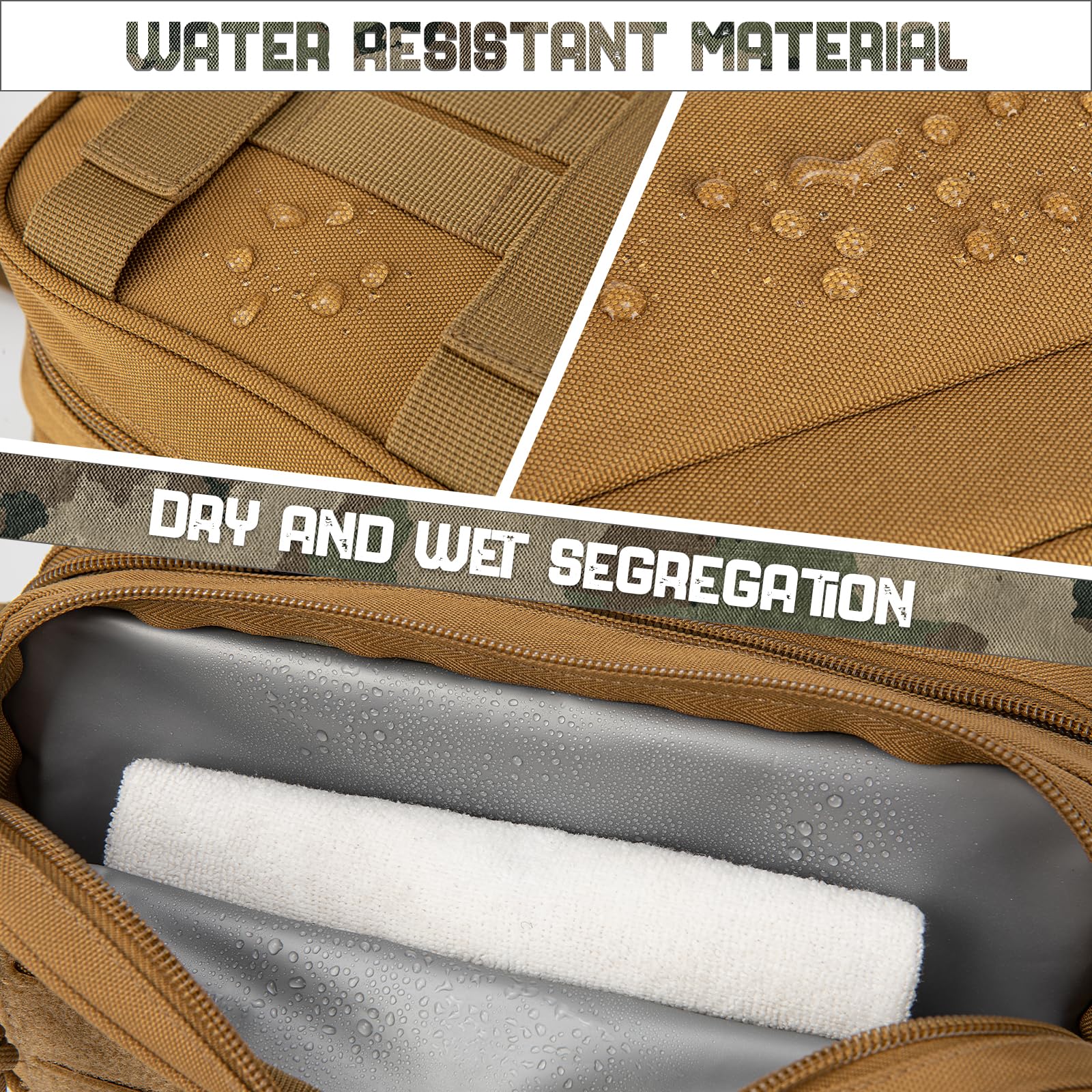 QT&QY trousse toilette tactique en matériau 900D résistant et imperméable.