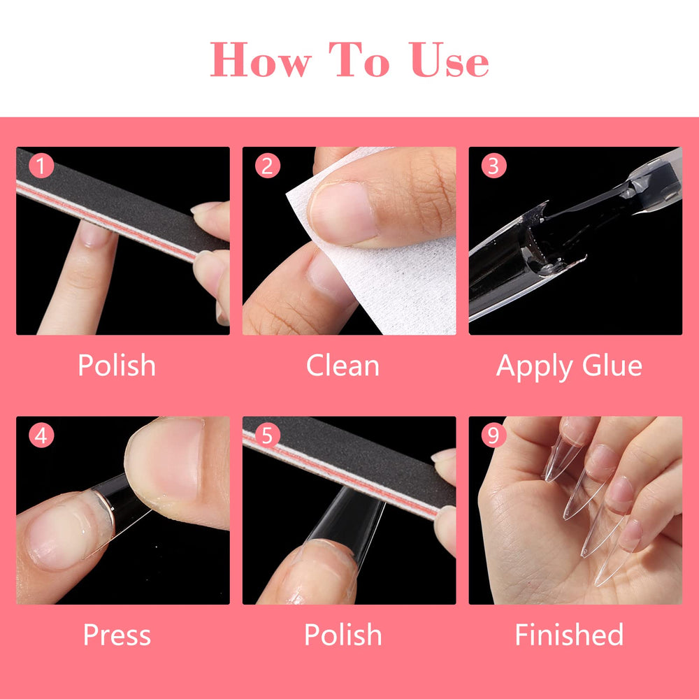 Art des ongles avec Quaferen, tips transparents pour un look propre et élégant.