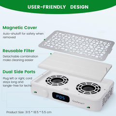 Quaferen Nail Dust Collector, filtre réutilisable facile à nettoyer pour une utilisation prolongée.