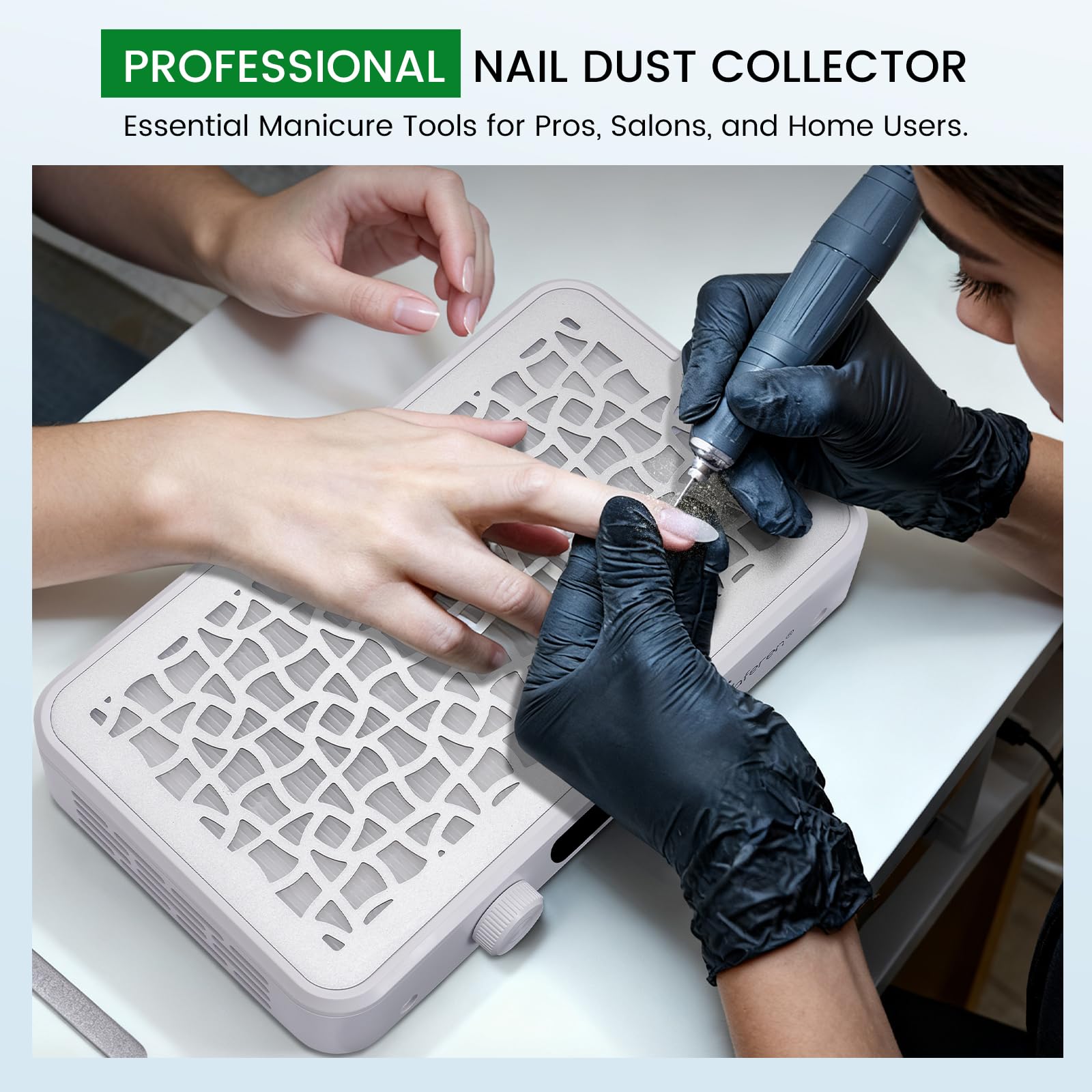 Quaferen Nail Dust Collector, papiers jetables faciles à changer en 3 secondes, entretien rapide.