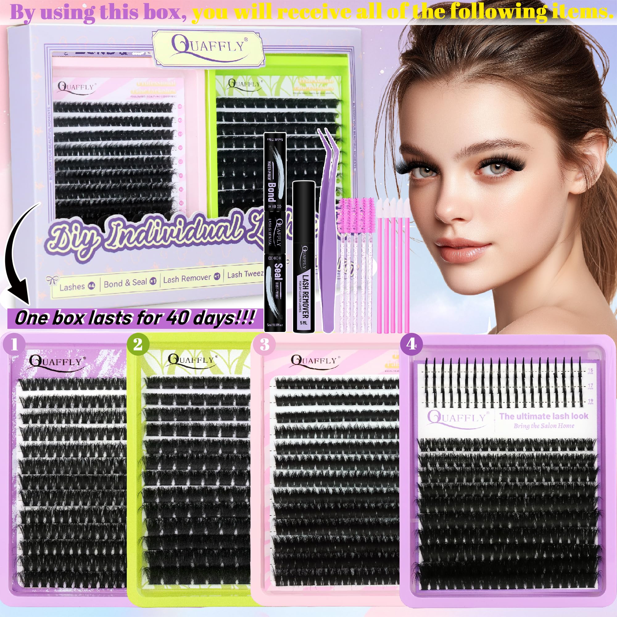 QUAFFLY démaquillant-cils doux pour retirer les extensions sans irritations.