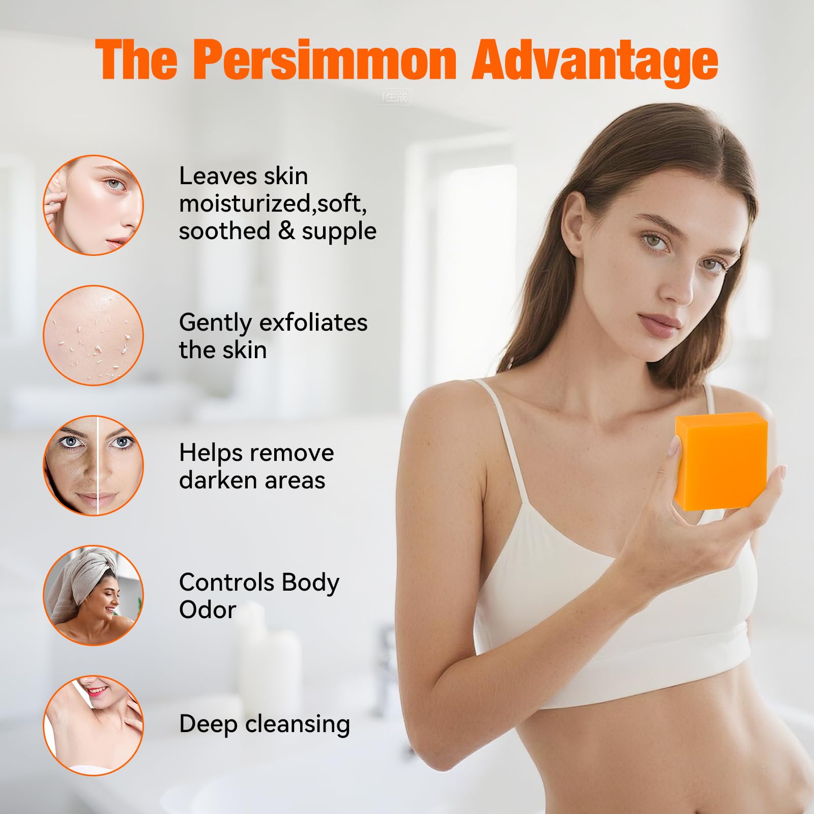 QualiLife Savon Persimmon : barre prête à l’emploi avec packaging écologique.