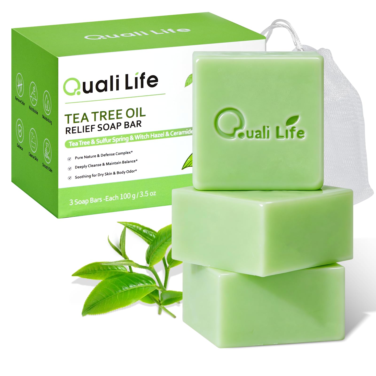 QualiLife Tea Tree Soap for face and body cleansing with gentle antifungal-inspired care.