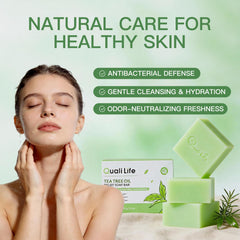 QualiLife Tea Tree Soap bar with purifying lather for clearer-looking skin.