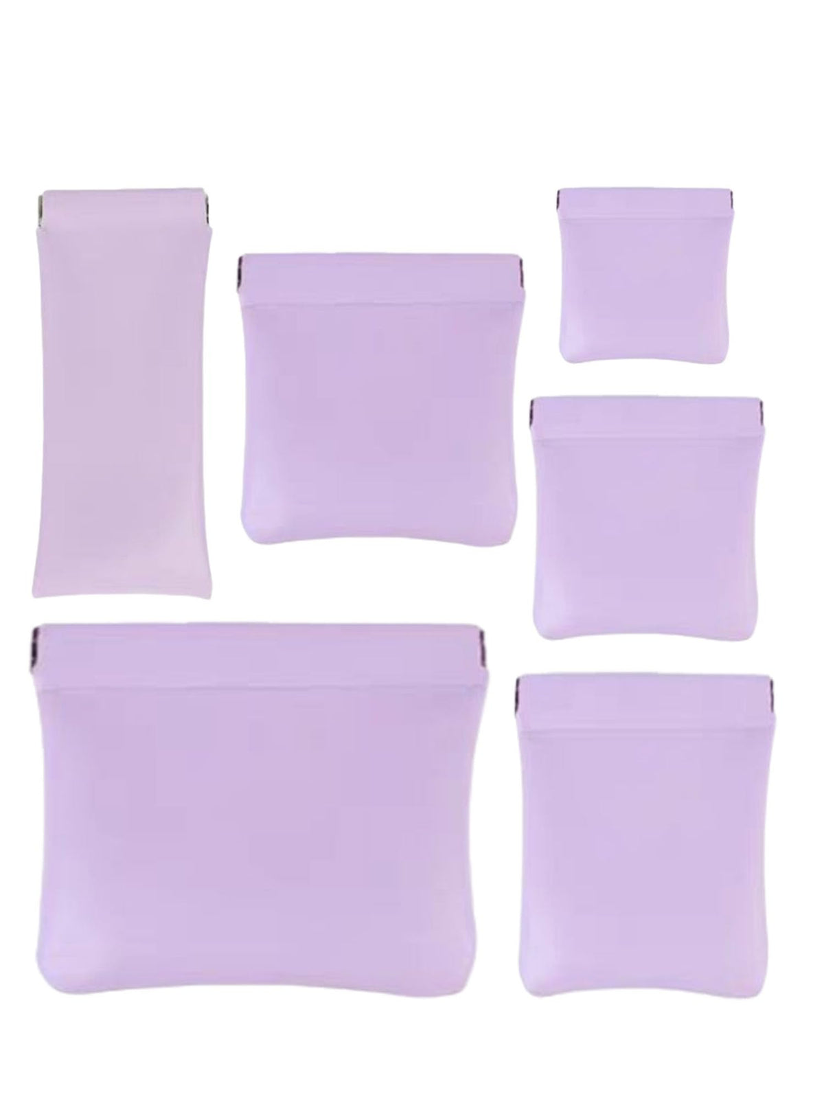 Pochette maquillage Quarter Rainbow violette, lot de 6, rangement pratique dans le sac.