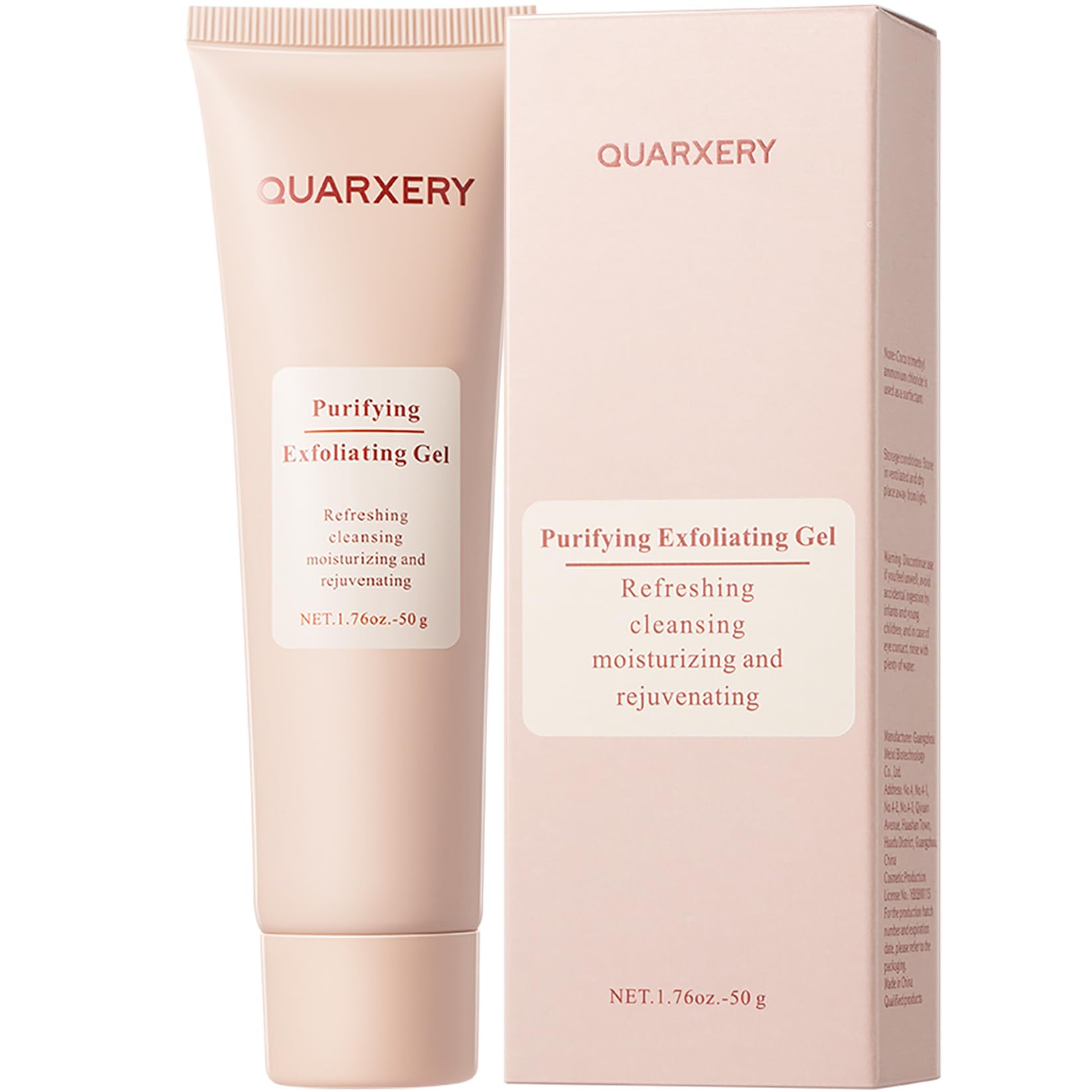 Ce gel exfoliant QUARXERY en flacon douceur visage nettoie les pores en profondeur.