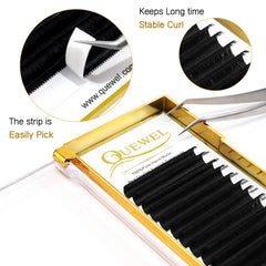 QUEWEL cils en ventail 0,07mm 14mm, volume personnalisable.