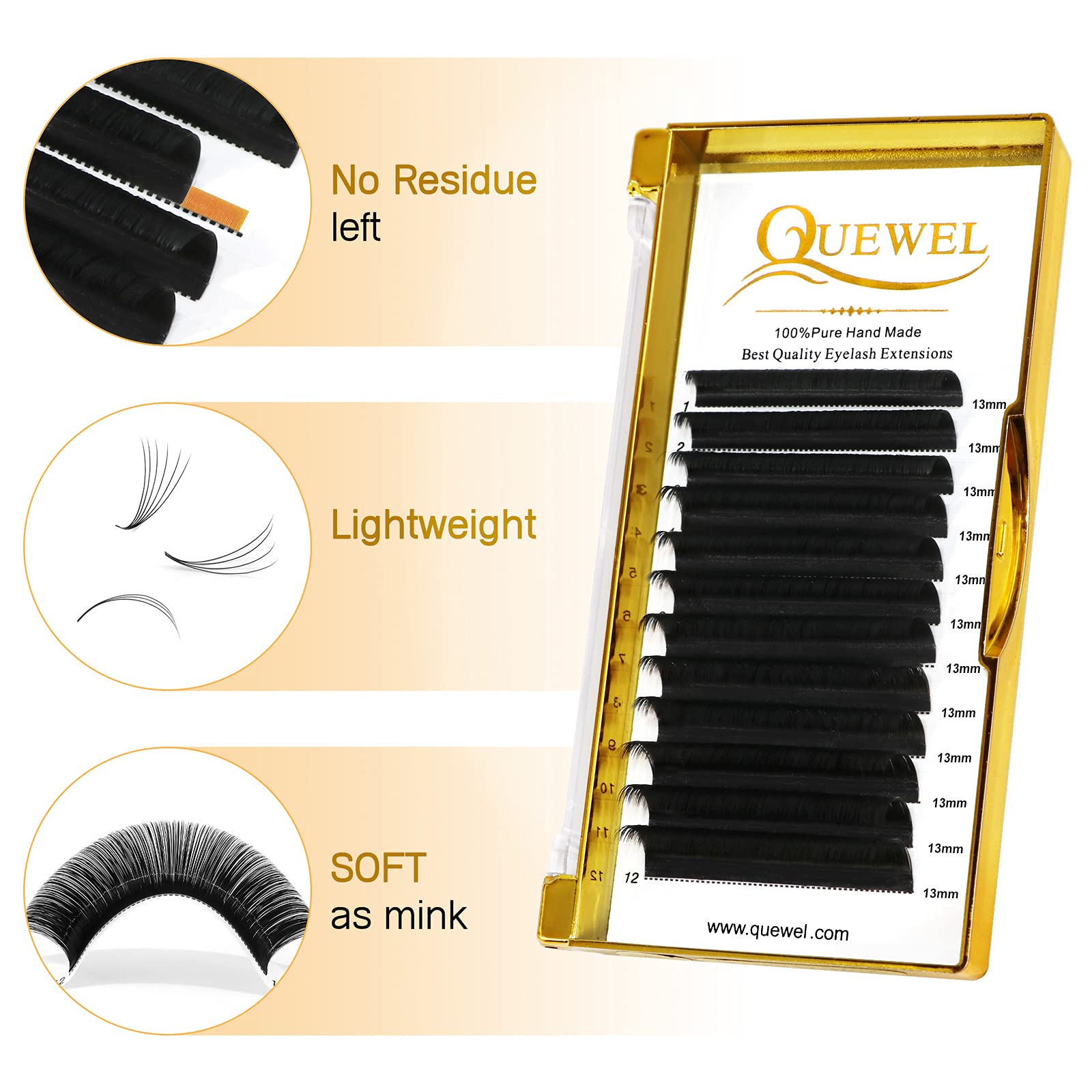 QUEWEL Easy Fan Lashes courbe C pour un regard soutenu et naturel.