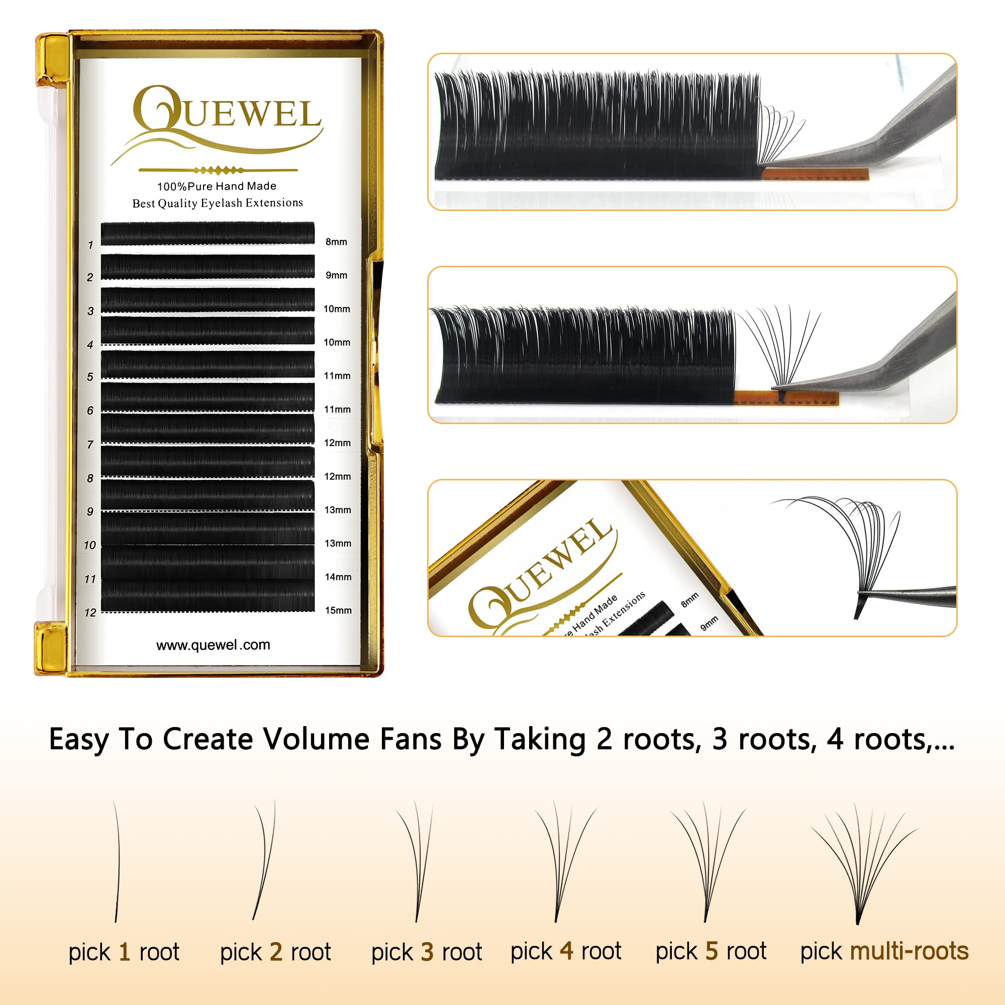 QUEWEL Easy Fan Lashes courbe D pour un effet dramatique.