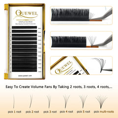QUEWEL Easy Fan Lashes courbe D pour un effet dramatique.