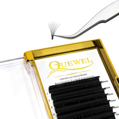 QUEWEL Easy Fan Lashes épaisseur 0,07 mm et courbe D pour un regard naturel.