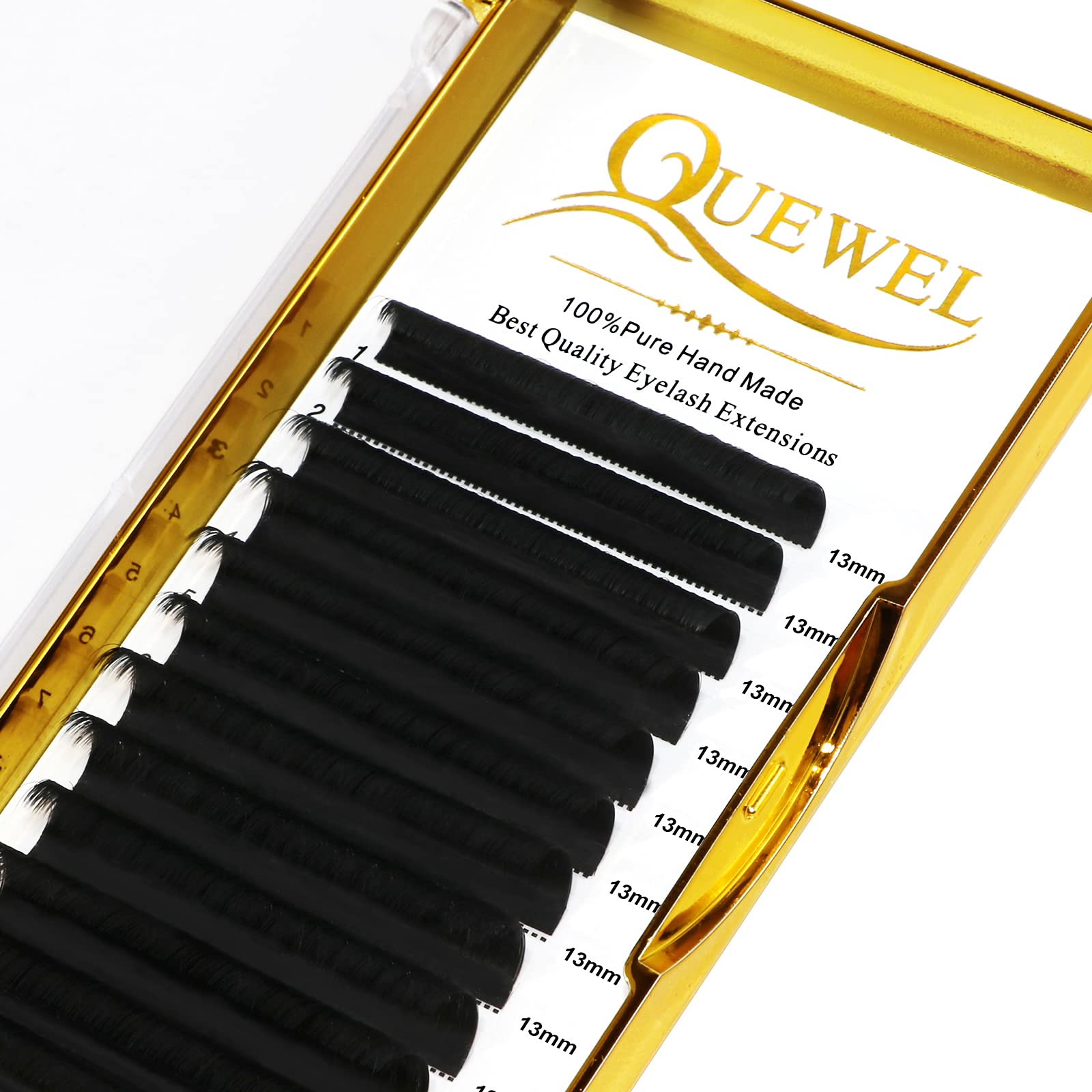 QUEWEL Lashes en PBT noir, douceur et durabilité sans cruauté.
