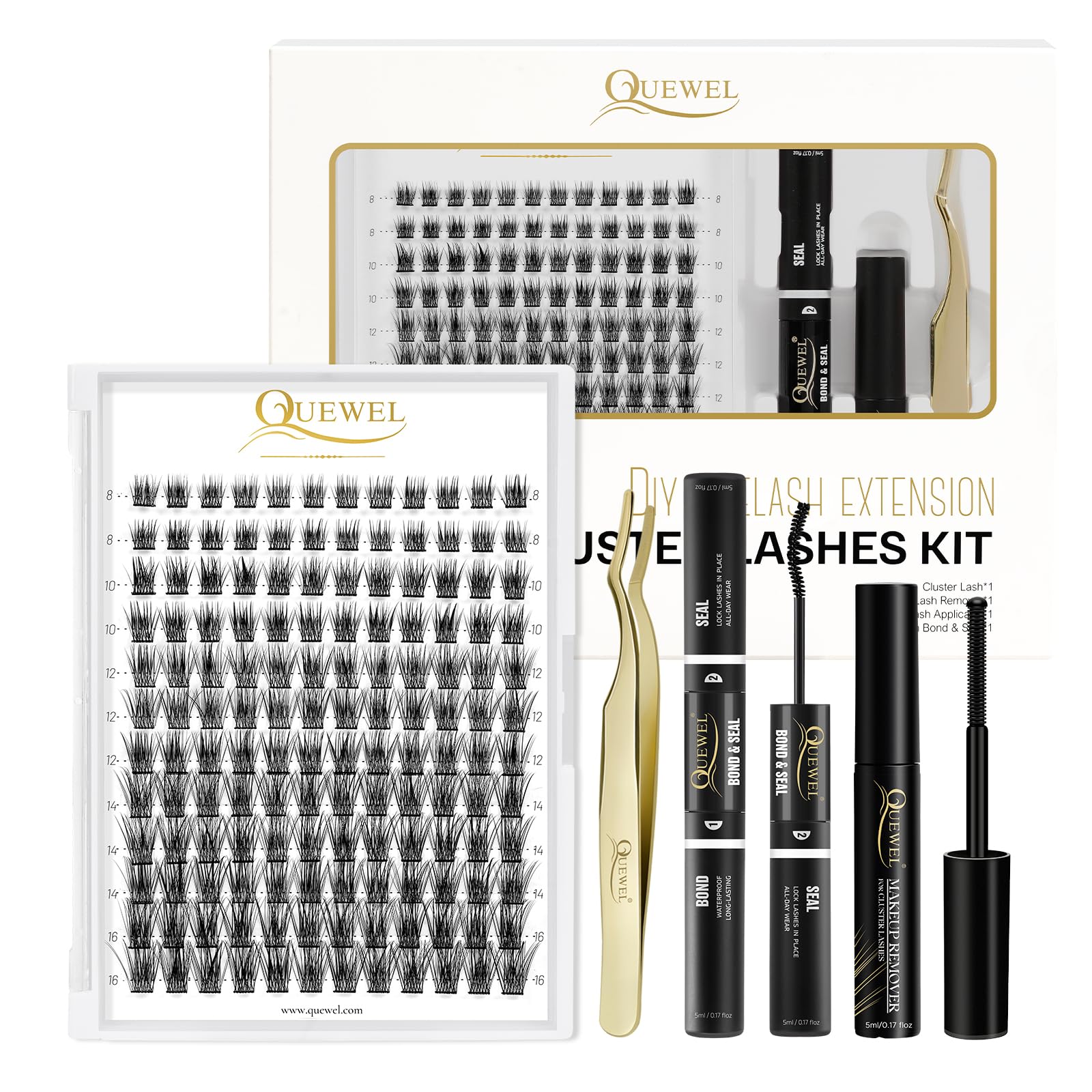 QUEWEL kit extension cils bricolage 144 pièces pour créer des styles variés à domicile