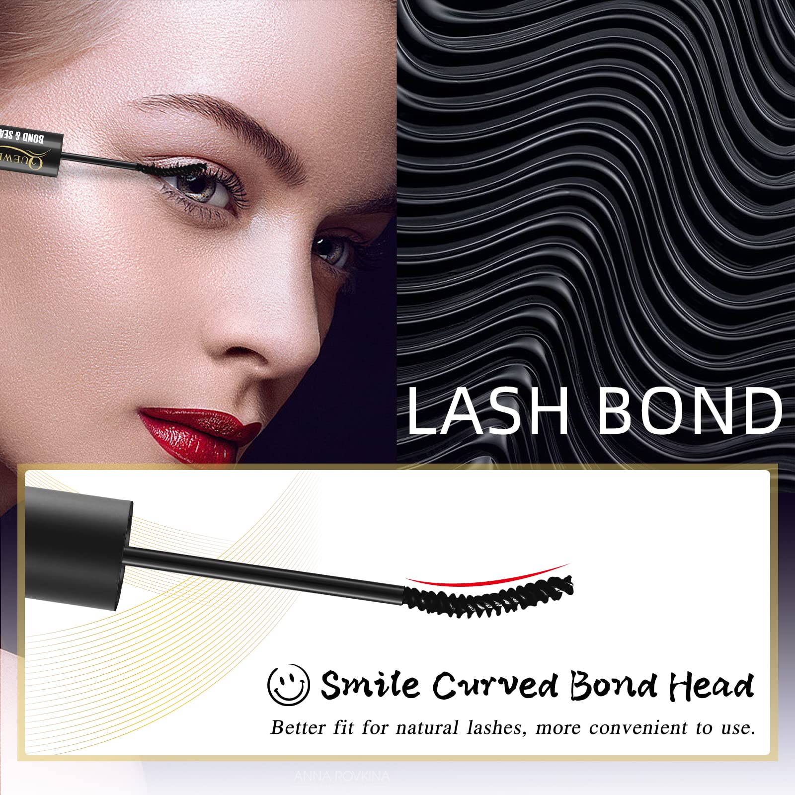 QUEWEL Lash Clusters Bond & Seal – brosse spiralée 360° pour une application homogène