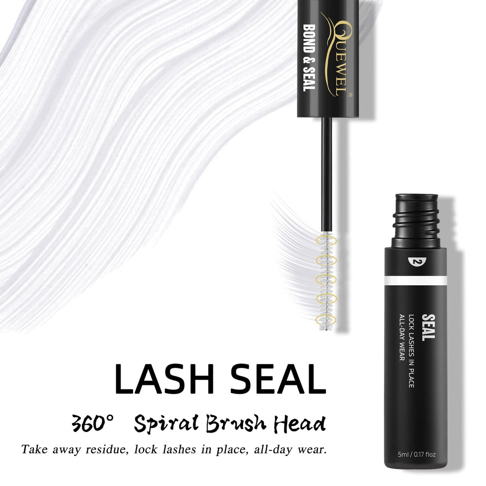 Avant/après avec QUEWEL Lash Clusters Bond & Seal pour un regard net