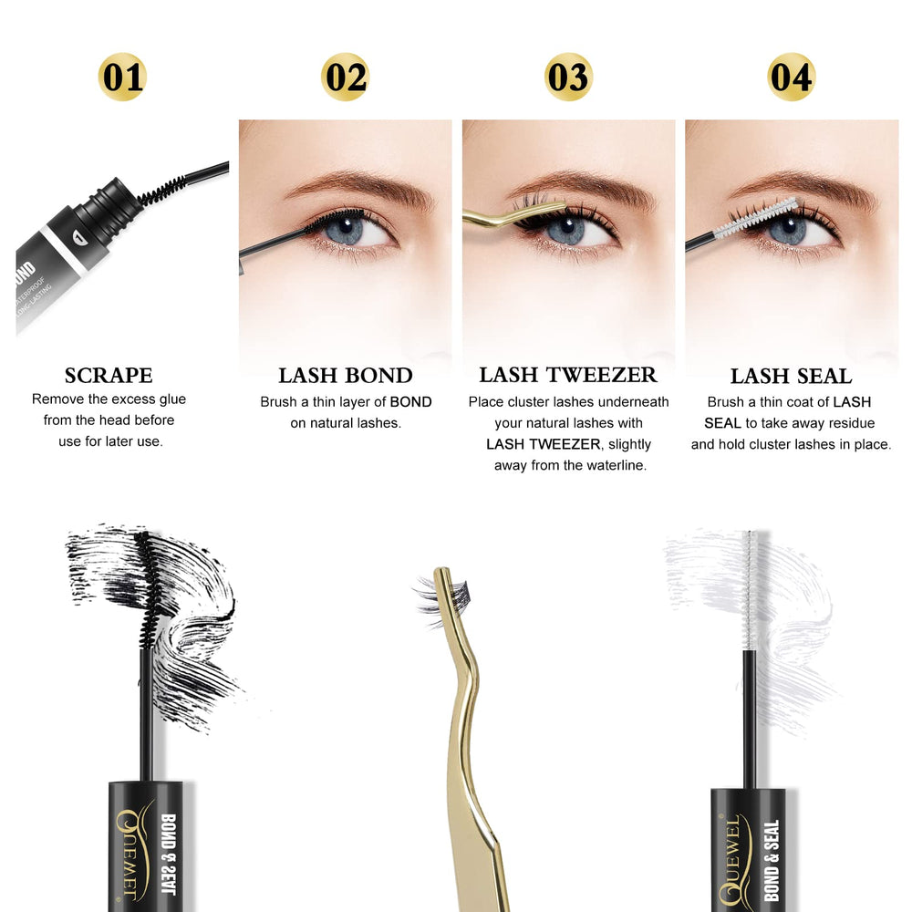 Compatible avec différents types de cils avec QUEWEL Lash Clusters Bond & Seal
