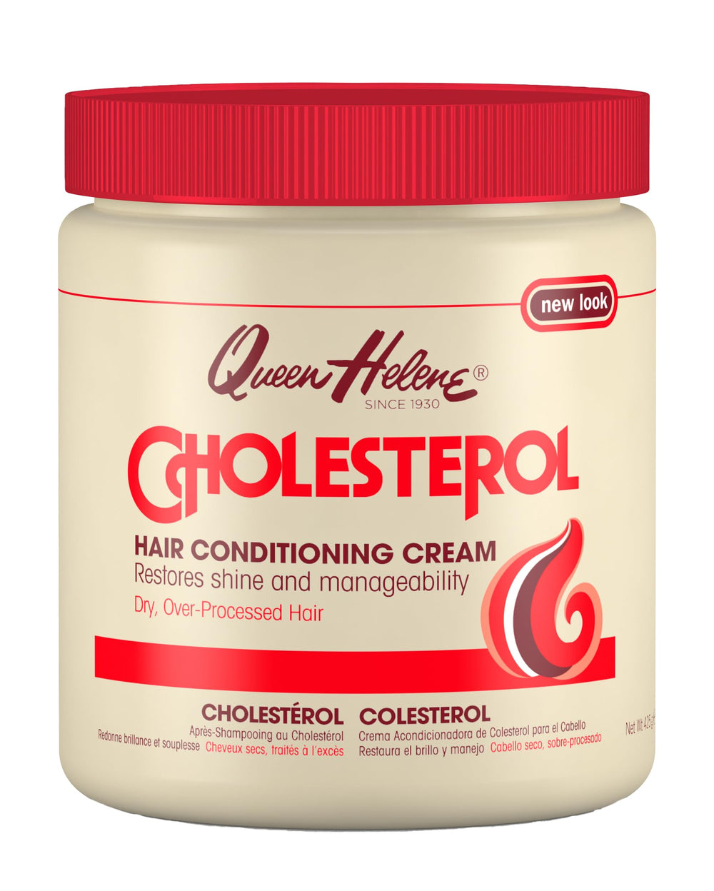 Pot Queen Helene Cholesterol, soin capillaire prêt à l’emploi pour réparation des cheveux.