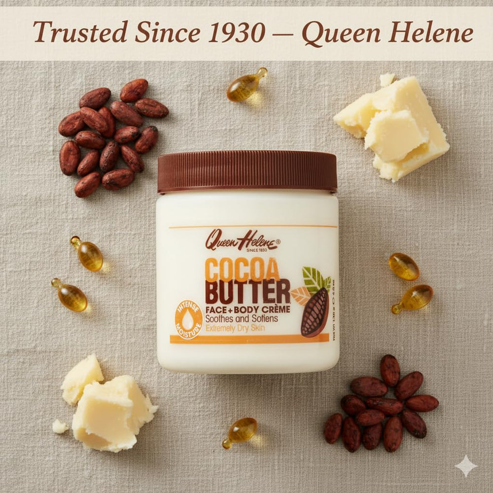 Queen Helene Crème Beurre Cacao – soin corps hydratant nourrissant.